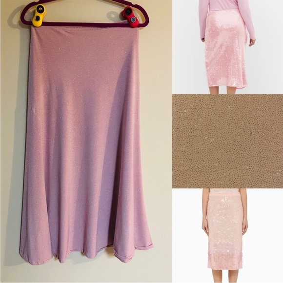 Vintage Dresses & Skirts - Vintage 90's/Y2K Light Pink Glitter Midi Skirt